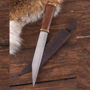 Cuchillo Seax Hecho a Mano de Acero al Carbono con Funda de Cuero Marrón de Alta Calidad, Cuchillos Vikingos para Bushcraft y Caza - Product Image 3