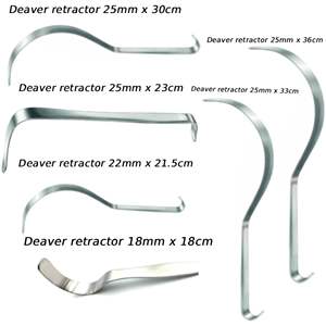 Juego de Retractores Deaver, Instrumentos Quirúrgicos, Múltiples Tamaños de Hoja de 18 mm a 25 mm, Longitudes de 18 cm a 36 cm, para Cirugía General Hospitalaria - Product Image 2