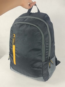Dark Grey <b>Student</b> Backpack School <b>Bag</b> Casual Travel Daypack with Yellow Zipper Pocket - Product Image 5