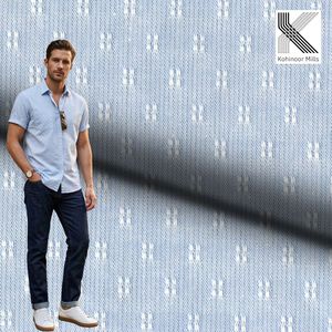 Camisa de Manga Corta para Hombre, 100% Algodón, 125GSM, Dobby, Azul Claro, Venta al Por Mayor, OEM, ODM - Product Image 4
