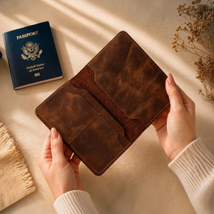 Professional Genuine Leather Passport Holder RFID Travel <b>Wallet</b> <b>Document</b> Organizer Card Slots Custom Logo in reasonable price - Product Image 2