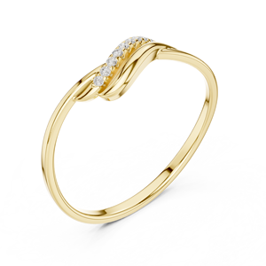 Anillo solitario de oro amarillo macizo de 14k para mujer con diamante de corte redondo minimalista Wave Ribbon, ideal para compromiso, aniversario o regalo de boda. - Product Image 3