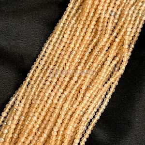 Cuentas redondas microfacetadas de citrino natural de 2 mm, pequeñas cuentas de citrino con corte de diamante, cuentas sueltas de piedras preciosas para la fabricación de joyería, suministro al por mayor. - Product Image 4