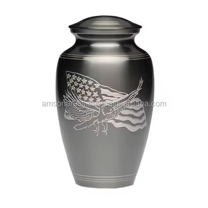 Urne funéraire en aluminium bleue, best-seller, avec motif d'ailes d'ange argentées, style européen, urne commémorative pour adulte - Product Image 2