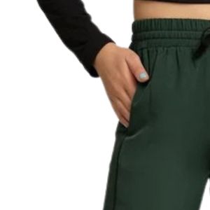Women's Forest Green Wide Leg Drawstring Pants High Waist Relaxed Casual <b>Trousers</b> with Elastic Waistband Lightweight Everyday - Product Image 3