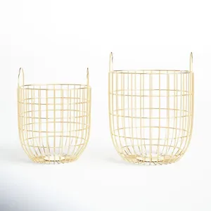Elegant Handmade Metal <b>Basket</b> for Living Room Decoration and OrganizationStylish Handmade Wooden Handle Metal <b>Basket</b> Organizer - Product Image 1