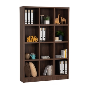 Walnut Finish Knock Down <b>Cube</b> Bookcase Storage Display Shelf Modern Living Room Home Office - Product Image 2