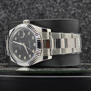 Luxury 41mm <b>Men's</b> <b>Watch</b> Stainless Steel Automatic Mechanical Analog Sapphire Crystal <b>Black</b> Diamond Hour Markers Business - Product Image 3