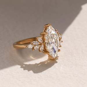 Fast Shipping Bulk Wholesale 925 Silver Moissanite Marquise Cut Sunburst Fan Cluster Solitaire <b>Ring</b> Fashion Jewelry E-commerce - Product Image 2