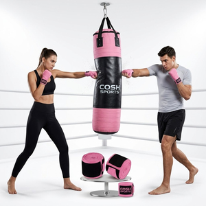<b>Pink</b> & Black Boxing Hand <b>Wraps</b> Elastic Professional Wrist Support for MMA, Muay Thai, Kickboxing - Product Image 1