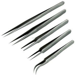 Ensemble de pinces à cils en acier inoxydable de précision, pointe lisse, courbées et droites, pour application beauté - Product Image 1