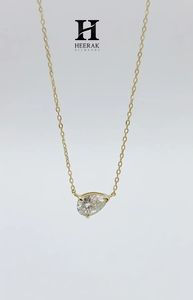Pendentif en diamant de laboratoire taille poire certifié IGI |   Collier solitaire en or jaune 14 carats en forme de larme pour femme - Product Image 1