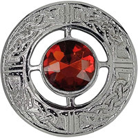 Broche de kilt pour homme finition argentée avec pierre rouge, motif écossais vintage, personnalisable OEM ODM
