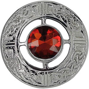 Broche para Kilt de Hombre con Acabado Plateado y Piedra Roja, Diseño Escocés a Cuadros, Estilo Antiguo Vintage, Personalizado OEM ODM - Product Image 1