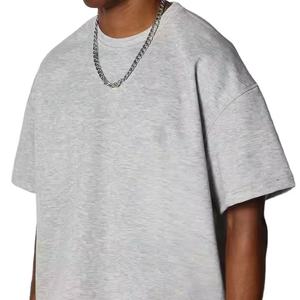 Camiseta de Algodón Gris Oversize para Hombre, Manga Corta, Cuello Redondo, Estilo Casual, Jersey Liso, Hombros Caídos, Estilo Urbano - Product Image 3