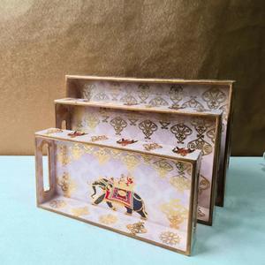 Plateau de service en bois MDF avec revêtement émaillé, design élégant, pour hôtels et restaurants, ustensiles de cuisine, plateau de table, haute qualité - Product Image 2