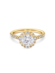 Exquisito Anillo de Compromiso con Halo Pavé y Corte Redondo de 1+ Ct, Cultivado en Laboratorio, en Oro Amarillo, Blanco, Rosa y Platino de 18K - Product Image 2