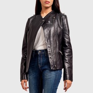 Women's PU Leather Motorcycle <b>Jacket</b> Stand Collar Zipper Closure Slim Fit <b>Biker</b> Style Autumn Wear 2026 - Product Image 4