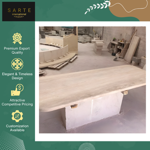Table à manger en travertin de luxe moderne, tables d'appoint en pierre naturelle douce, qualité supérieure, approvisionnement en gros pour la décoration intérieure - Product Image 6