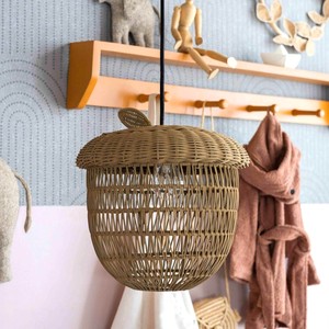 Lampes suspendues en rotin en forme de gland pour chambres d'enfants, abat-jour tressés à la main - Product Image 4