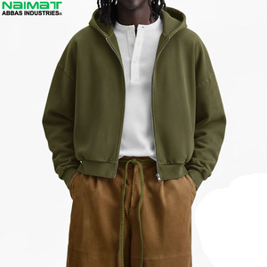 Sweat-shirt à capuche zippé intégral pour homme, en polaire épaisse et chaude, coupe ample, uni - Product Image 5