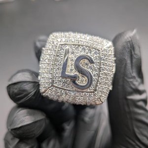 Custom Initial <b>Ring</b> VVS Moissanite Diamond <b>Iced</b> Out <b>Ring</b> Enamel Country Flag Hip Hop Signet <b>Ring</b> - Product Image 1