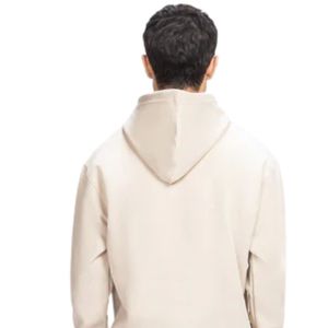 Sweat à capuche pour homme coupe classique en molleton couleur avoine avec imprimé sur la poitrine, style streetwear décontracté, confortable, OEM ODM, vente en gros - Product Image 5