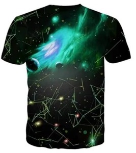 T-shirt à manches courtes pour homme, col rond, imprimé galaxie, respirant, en polyester tricoté, coupe décontractée, design imprimé photo - Product Image 2