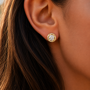 Boucles d'oreilles clous en diamant de laboratoire torsadé, or massif 14 carats, diamant CVD, fabricant OEM - Product Image 2