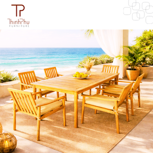 Modern <b>Foldable</b> Acacia <b>Wood</b> Dining Set (7pcs) Weather Resistant Waterproof Washable Comfortable Outdoor Garden Furniture - Product Image 3