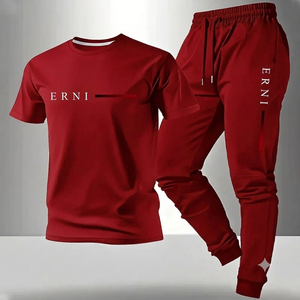 Conjunto Deportivo de Punto Estampado para Hombre, Primavera-Verano 2026, Camiseta y Pantalones Cortos, Estilo Casual para Diario - Product Image 2