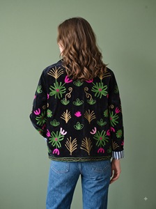 <b>Women</b>’s Black Velvet Sujani <b>Embroidered</b> <b>Jacket</b> – Colorful Floral Handcrafted Boho <b>Jacket</b> | Morvi Fab 2026 New Collection - Product Image 5