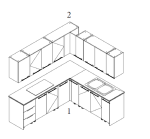 Meubles de cuisine modulaires en forme de L modernes avec portes supérieures blanches et inférieures en bois pour un design de cuisine contemporain - Product Image 2