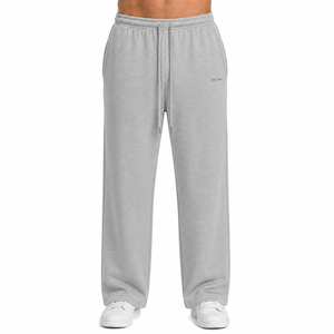 Premium Custom Heavy GSM Sport Straight <b>Open</b> <b>Hem</b> Puff Print Baggy Relaxed Loose Logo <b>Open</b> Bottom Sweatpants Mens <b>Jogger</b> - Product Image 6