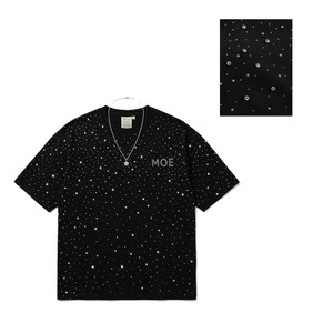 เสื้อยืดผู้ชายเทรนดี้ประดับเพชร ผ้าคอตตอนหนานุ่ม ลายดาวระยิบระยับ สไตล์สตรีทแวร์ ฮิปฮอป ทรงโอเวอร์ไซส์ หลวม สบาย หรูหรา รับผลิตแบบ ODM - Product Image 2