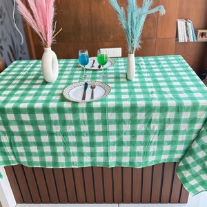 Handmade Green <b>Checkered</b> Modern Style Customizable Pure Cotton <b>Tablecloth</b> Beautiful Indian Farmhouse Wedding Home Hotel Party - Product Image 4