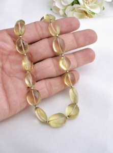 สร้อยคอรูปไข่เรียบจากเลมอนควอตซ์, อัญมณีสำหรับทำเครื่องประดับชั้นดี - Product Image 4