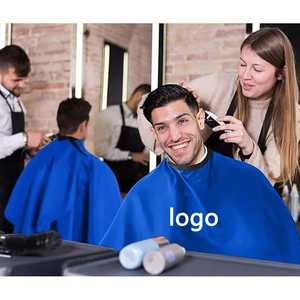 Cape de coiffure professionnelle IKZARSA en polyester résistant à l'eau, gris, noir, bleu, logo personnalisé pour usage en salon - Product Image 4