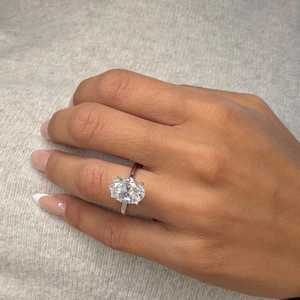 4 Carat Oval Cut Lab Grown Diamond <b>Solitaire</b> Engagement <b>Ring</b> | Trendy IGI Certified 18K Gold Plated Hidden Halo Wedding <b>Ring</b> - Product Image 1