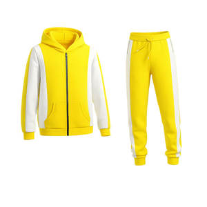 Conjunto Deportivo Amarillo y Blanco de Alta Calidad para Hombre, Sudadera con Cremallera y Pantalones para Correr, Ropa Deportiva Informal, Ropa de Calle, Conjuntos para Gimnasio - Product Image 2
