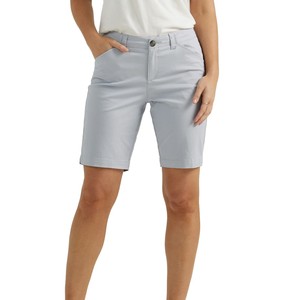 Shorts pour femmes en coton Oxford bleu clair, taille mi-haute, coupe classique, fermeture boutonnée, style décontracté, couleur unie, tissu respirant - Product Image 1