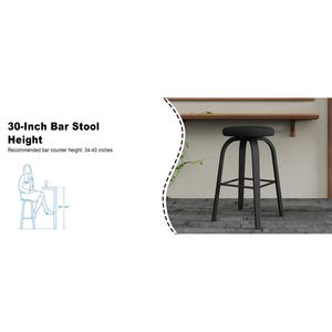 Set di 2 Sgabelli da Bar Girevoli, Altezza 76 cm, Seduta in Tessuto Senza Schienale, Gambe in Legno Robusto, Poggiapiedi in Metallo, Capacità 136 kg - Product Image 2