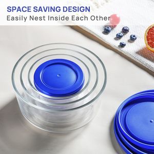 Set di 4 Ciotole in Vetro con Coperchi (1, 2, 4, 7 Tazze) Contenitori per Pranzo Adatti al Microonde, per Preparazione Pasti e Conservazione Avanzi - Product Image 5