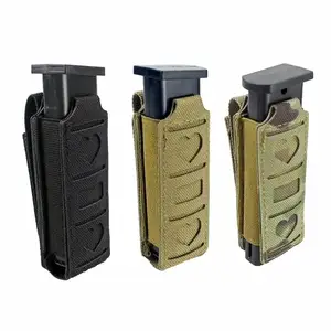 Taktis 9mm Molle kantong majalah tunggal, tempat banyak alat kantung Pistol elastis sabuk pinggang sarung senter