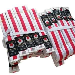 Children's Unisex Martial Arts Belt Polyester Cotton Fabric Felt Inside Karate Belt with Color Stripe OEM Custom Label - Product Image 2