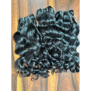 Extensions de Cheveux Humains Indiens Naturels Bouclés avec Texture de Volume Épais Cheveux Bruts de Temple Double Dessiné Fourniture de Paquet de Cheveux Non Traités - Product Image 4