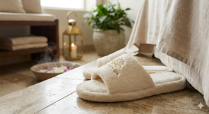 Pantoufles en coton pour hôtel, pantoufles jetables à bout ouvert, pantoufles blanches confortables, pantoufles en coton blanc doux - Product Image 2
