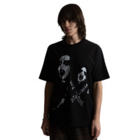 Camiseta Personalizada Vintage para Hombre, Cuello Redondo, Manga Corta, Diseño Estampado con Pedrería, Algodón Grueso de 230g, Corte Holgado, Ribete en Contraste