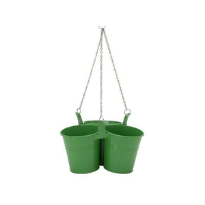 Jardinière suspendue en fer de qualité supérieure avec triple seau pour une présentation décorative en jardin - Product Image 3