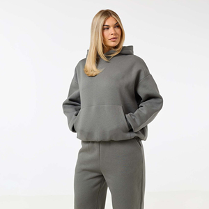 Latest Design Cotton Tracksuits High Quality 2-Piece <b>Set</b> Adult Women's Winter Track Suits Solid Pattern Ladies Tracksuits - Product Image 3